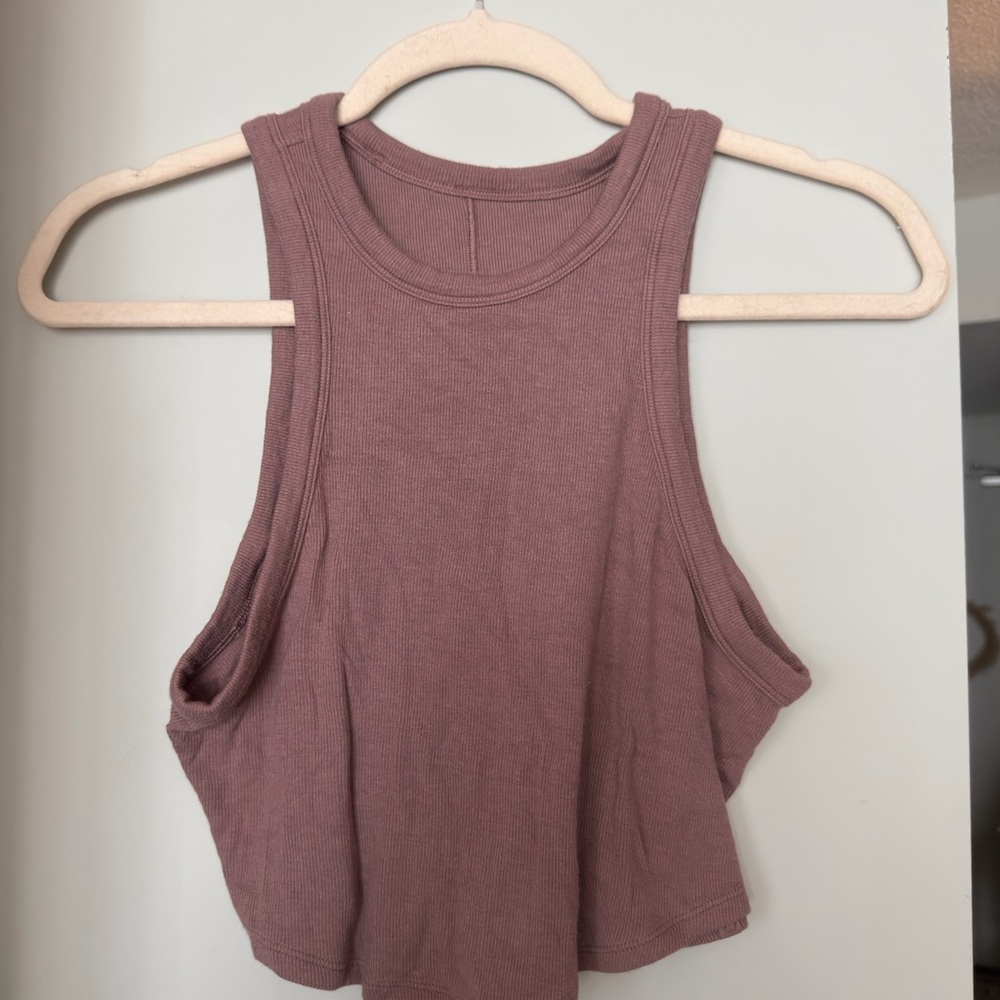 Women’s Ribbed Cropped Tank Top - Mauve